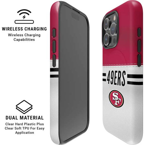 NFL San Francisco 49ers White Striped iPhone 16 Pro Magsafe Impact Case